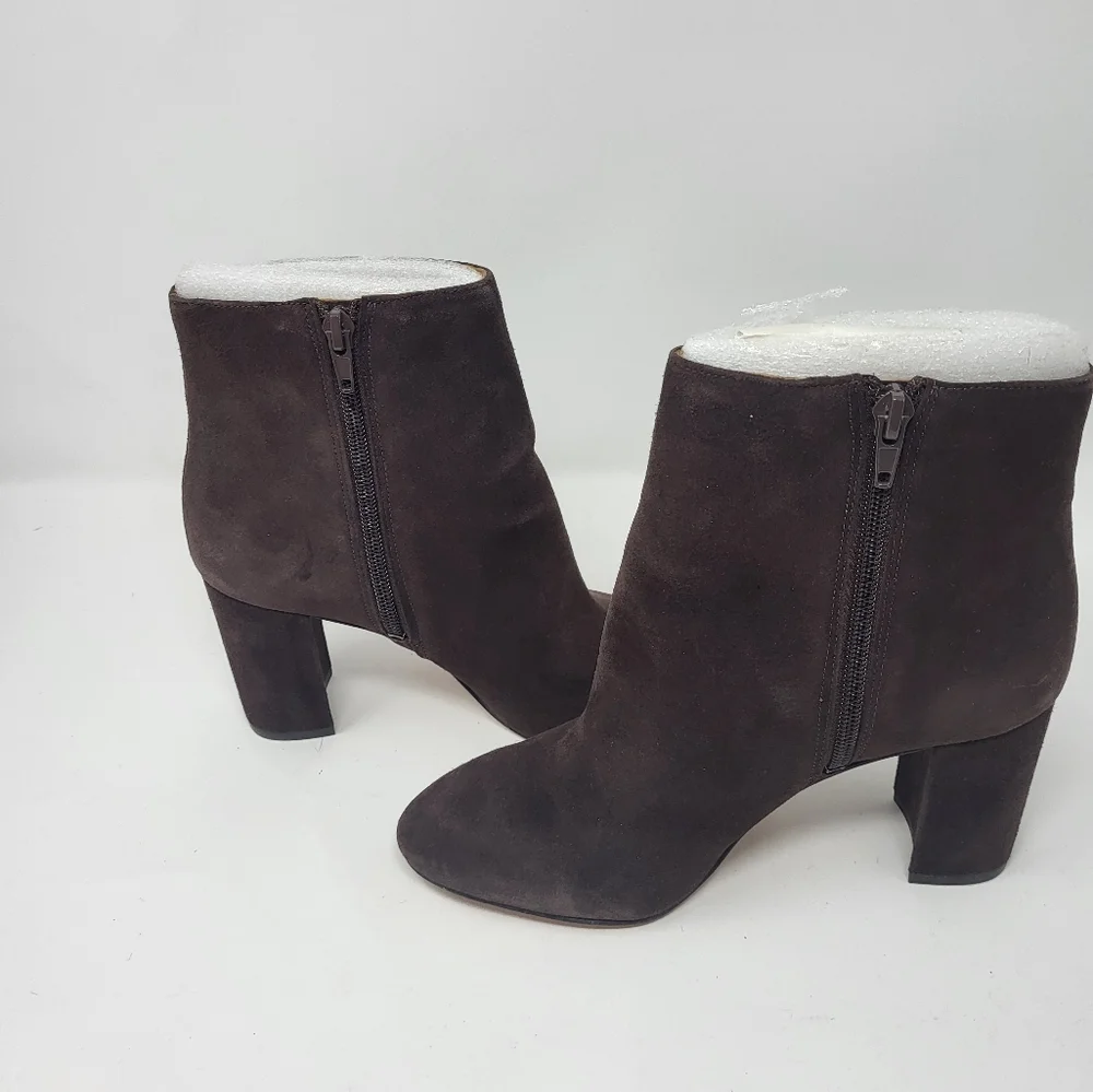 Nine West Women Size 7M Brown Leather Suede Heeled‎ Ankle Boot Booties Whynot